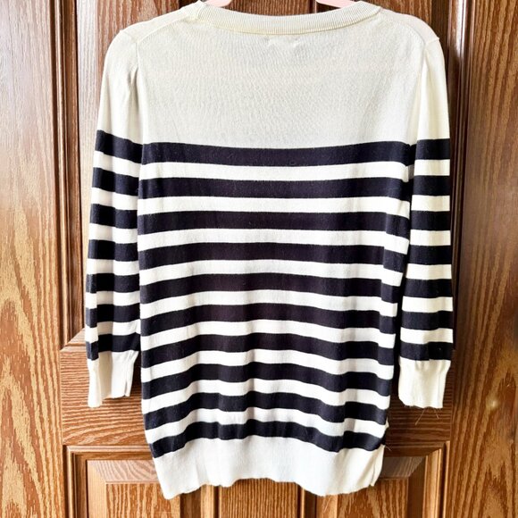 JCrew 3/4 Sleeve Sweater Navy Stripes Anchor Print Size Medium - Picture 4 of 4